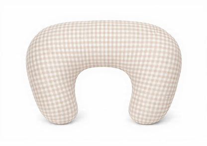 Beige Gingham Ruffle Nursing Pillow Cover