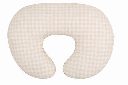 Beige Gingham Ruffle Nursing Pillow Cover