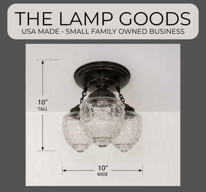 Antique Acorn Glass Ceiling Light | 3-Light Chain Trio