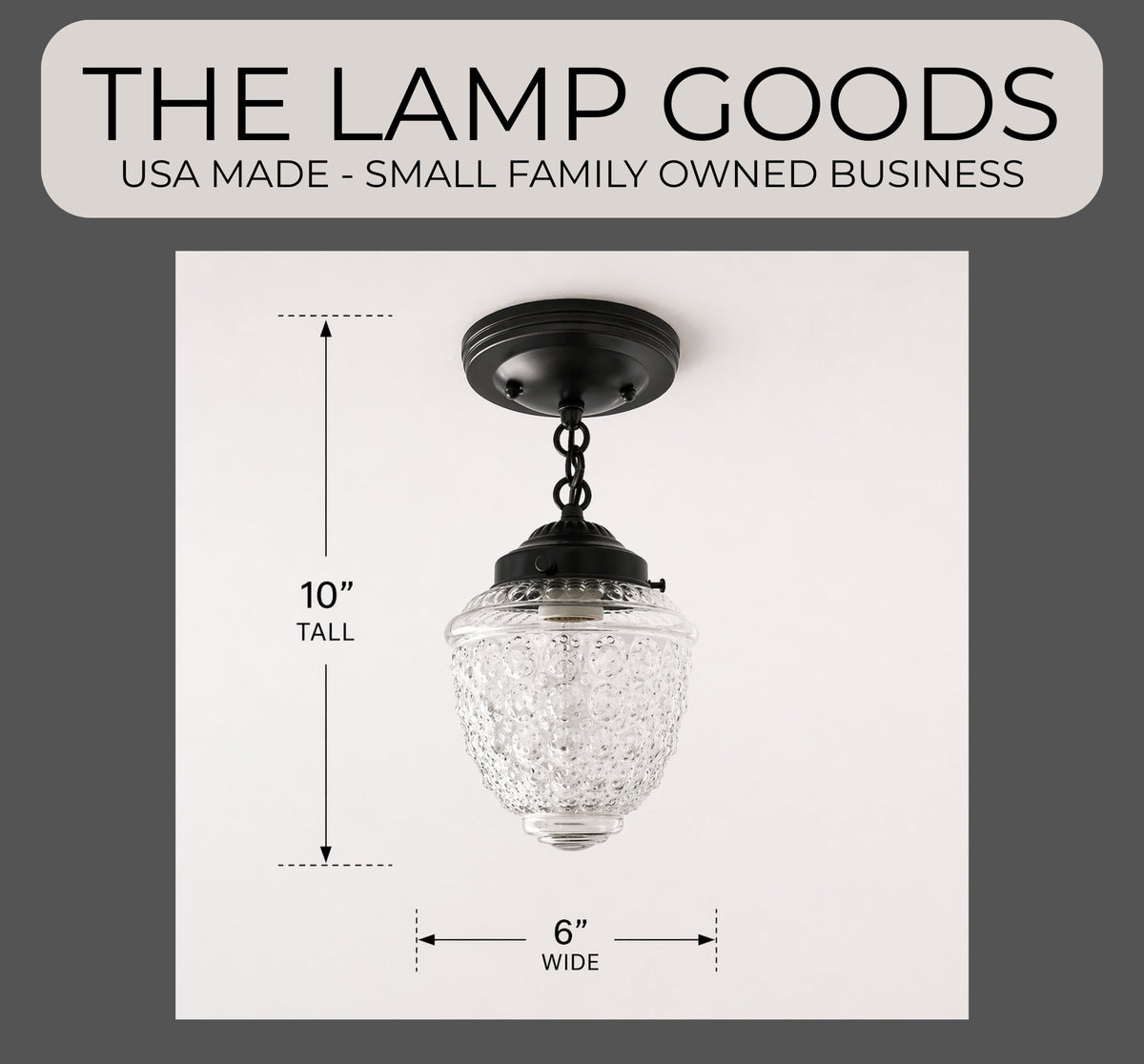 Antique Acorn Glass Ceiling Light with Chain | 6″