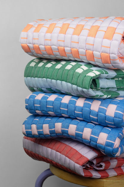 Quilted Sujani Throw Blanket - Soft Lilac and Red