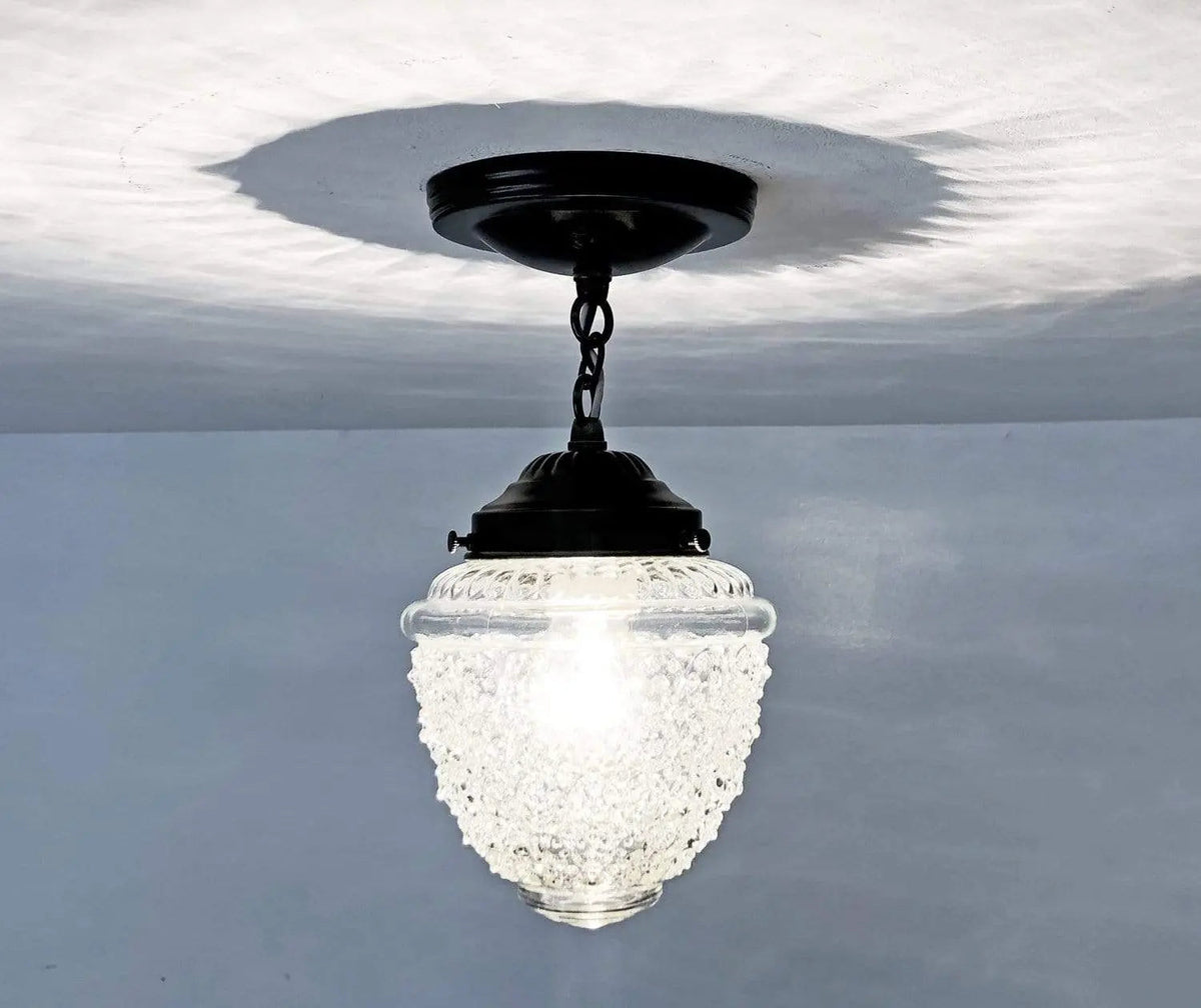 Antique Acorn Glass Ceiling Light with Chain | 6″