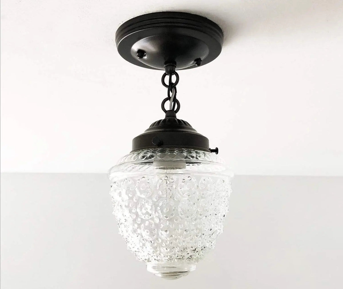 Antique Acorn Glass Ceiling Light with Chain | 6″
