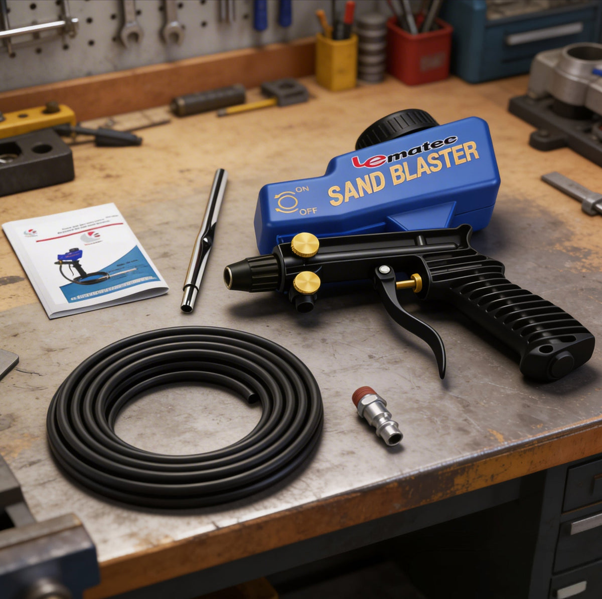 Professional Dual-Feed Sandblaster Gun Kit - 150 PSI with Ceramic Tip & 18oz Hopper (AS118-2)